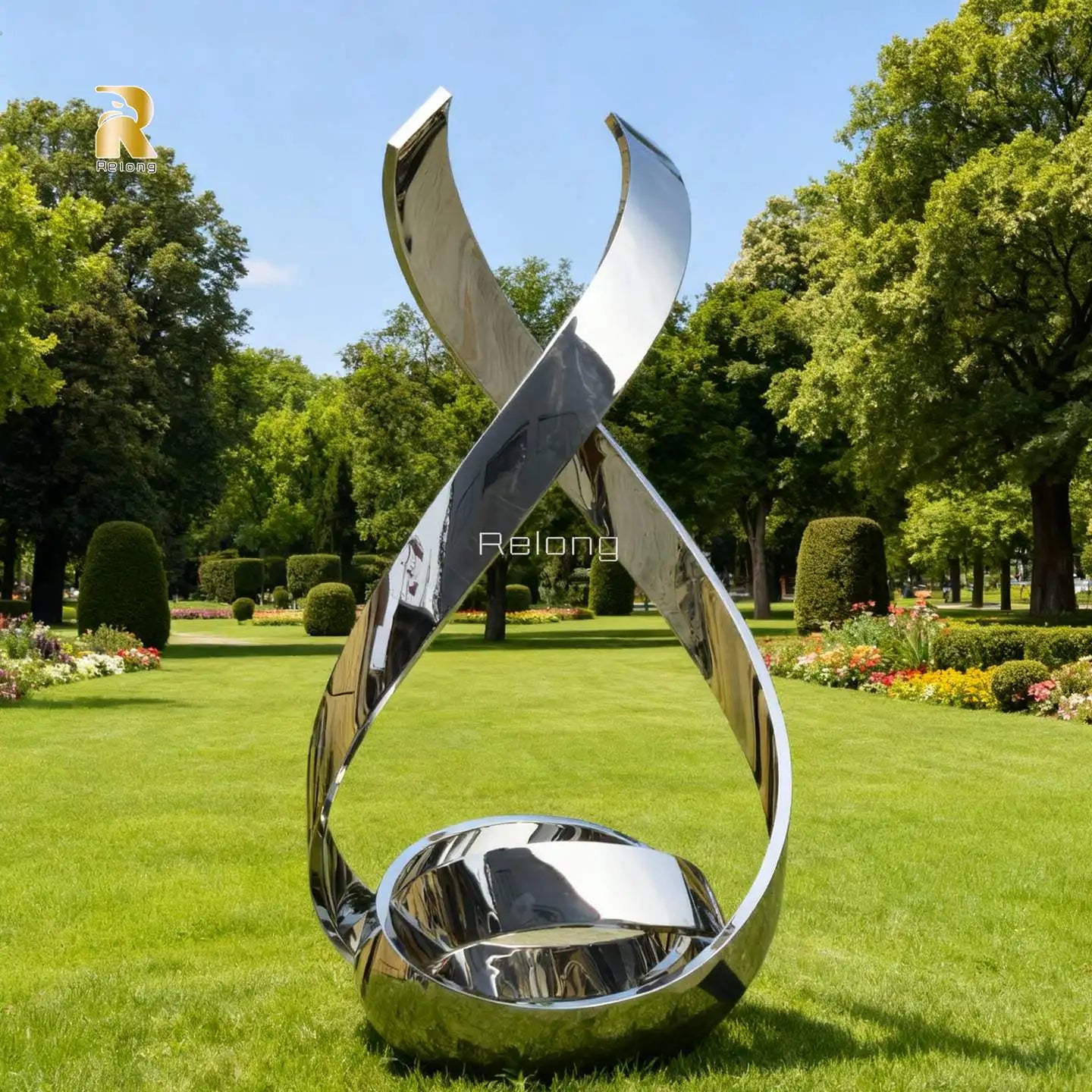 RELONG Modern Design Stainless Steel Abstract Sculpture for Outdoor Resort Decoration