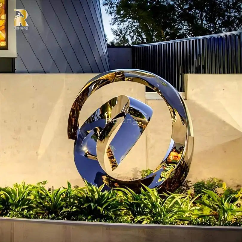 RELONG Stainless Steel Abstract Sculpture Statue Modern Metal Art Decoration for Outdoor