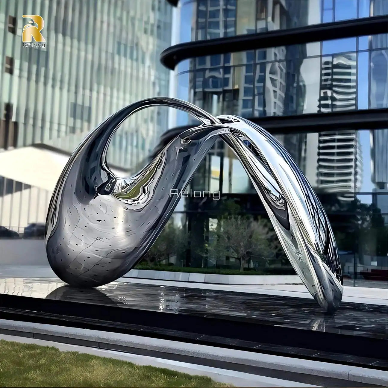 RELONG Stainless Steel Abstract Sculpture Statue Modern Metal Art Decoration for Outdoor