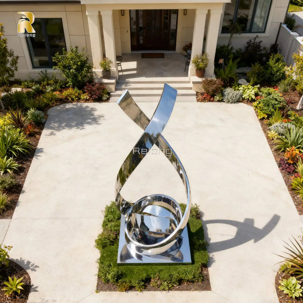 RELONG Modern Design Stainless Steel Abstract Sculpture for Outdoor Resort Decoration