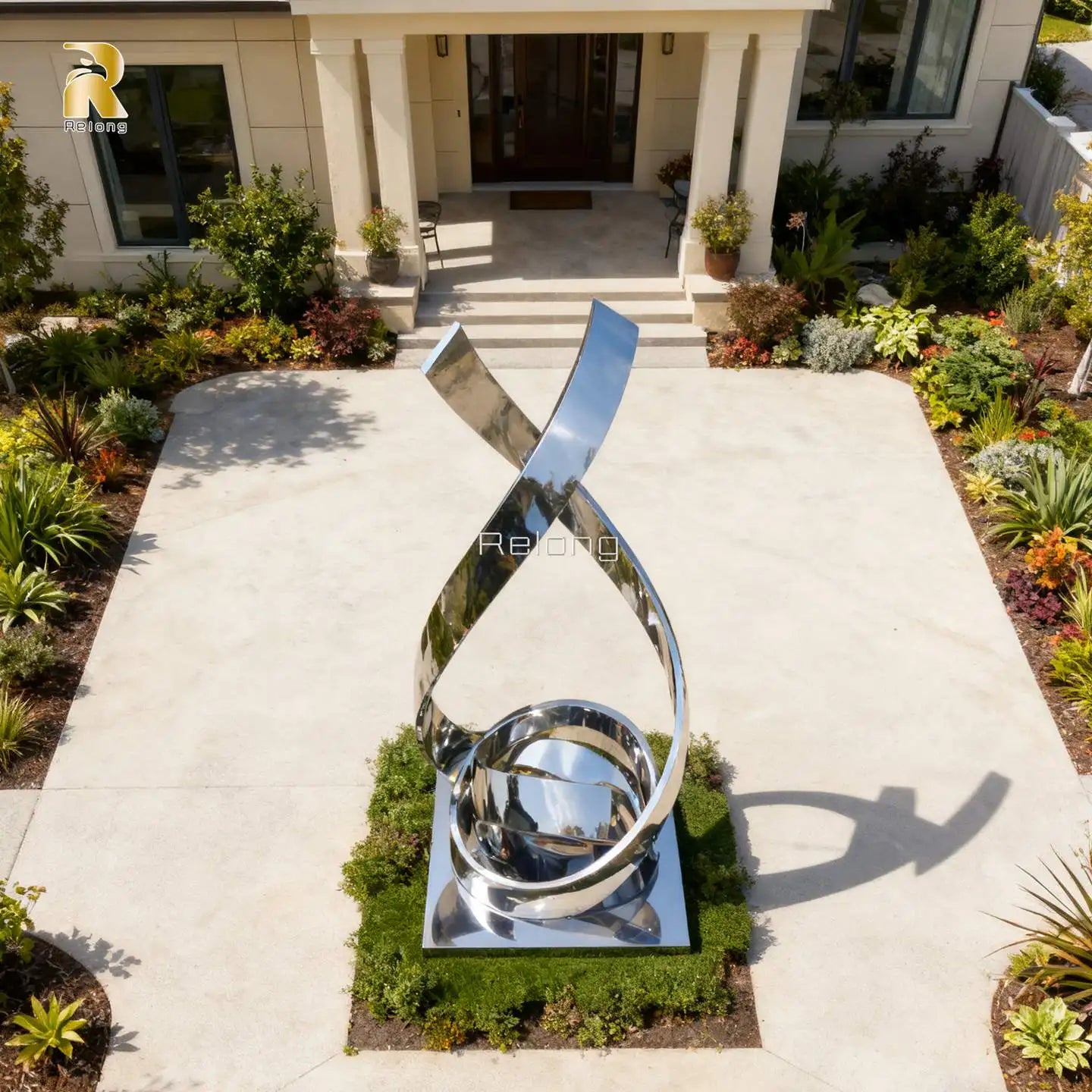 RELONG Modern Design Stainless Steel Abstract Sculpture for Outdoor Resort Decoration
