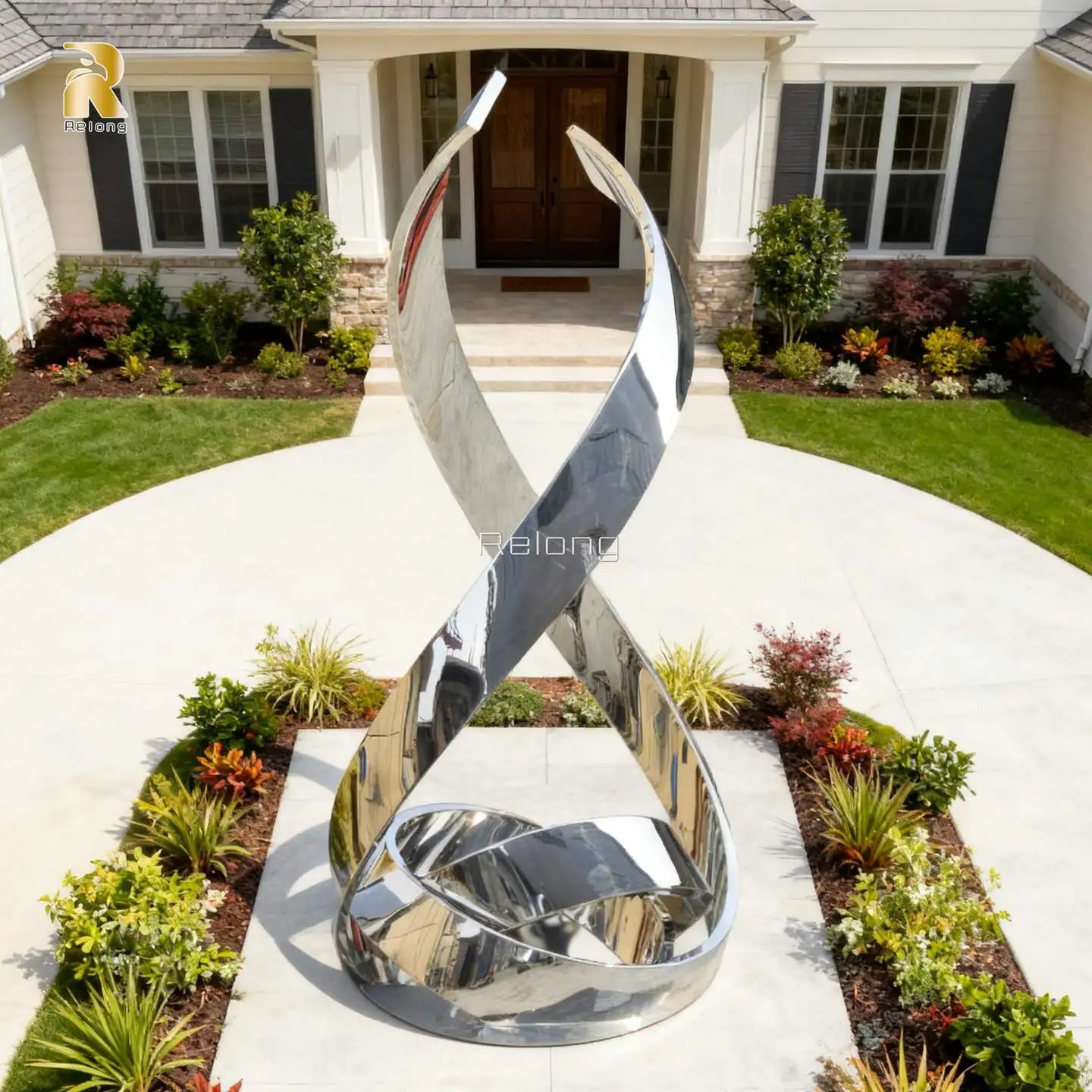 RELONG Modern Design Stainless Steel Abstract Sculpture for Outdoor Resort Decoration